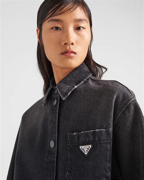 prada shirt black|prada denim shirt.